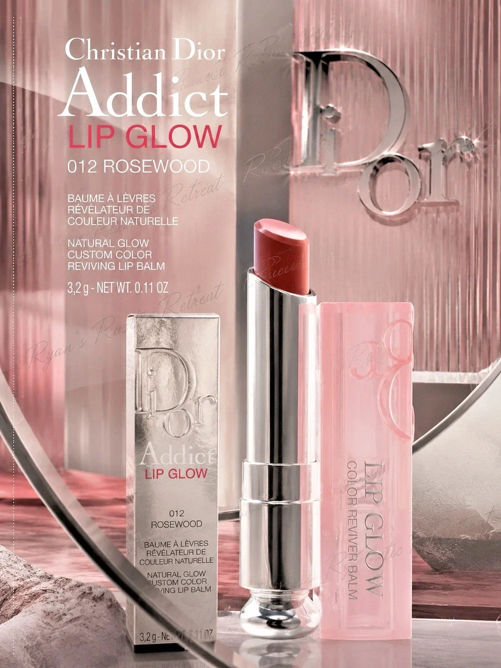 DIOR - Addict lip Glow - Shade: 012 Rosewood - 0.11 oz/ 3.2 g